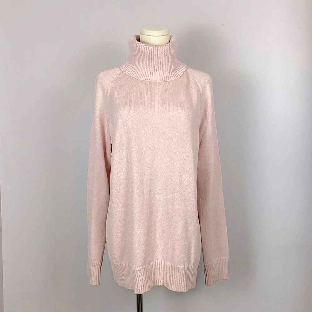 St. John Santana Knit Dusty Rose Turtleneck Sweater size Medium